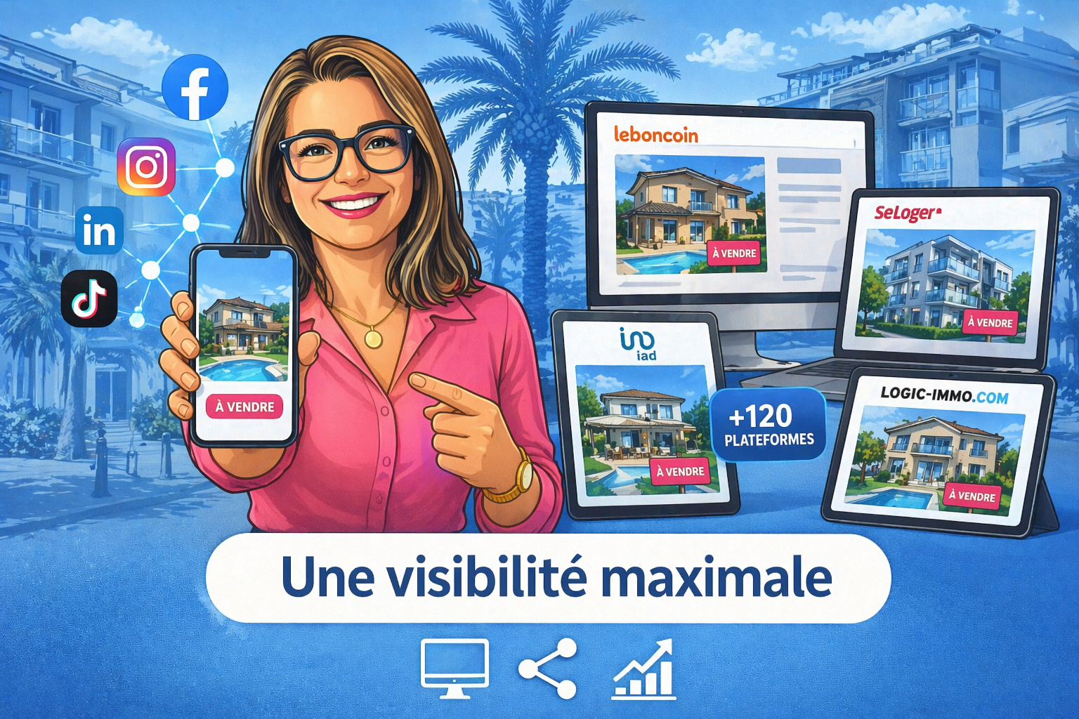 Une visibilité maximale pour vendre efficacement à Dax : plus de 120 plateformes immobilières et les réseaux sociaux